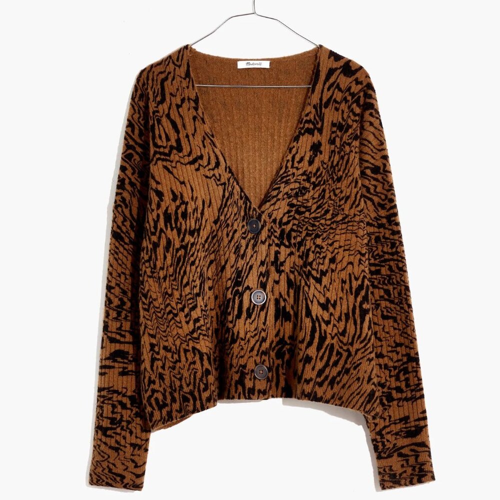 Madewell Tiger Print Cardigan Sweater, XXS